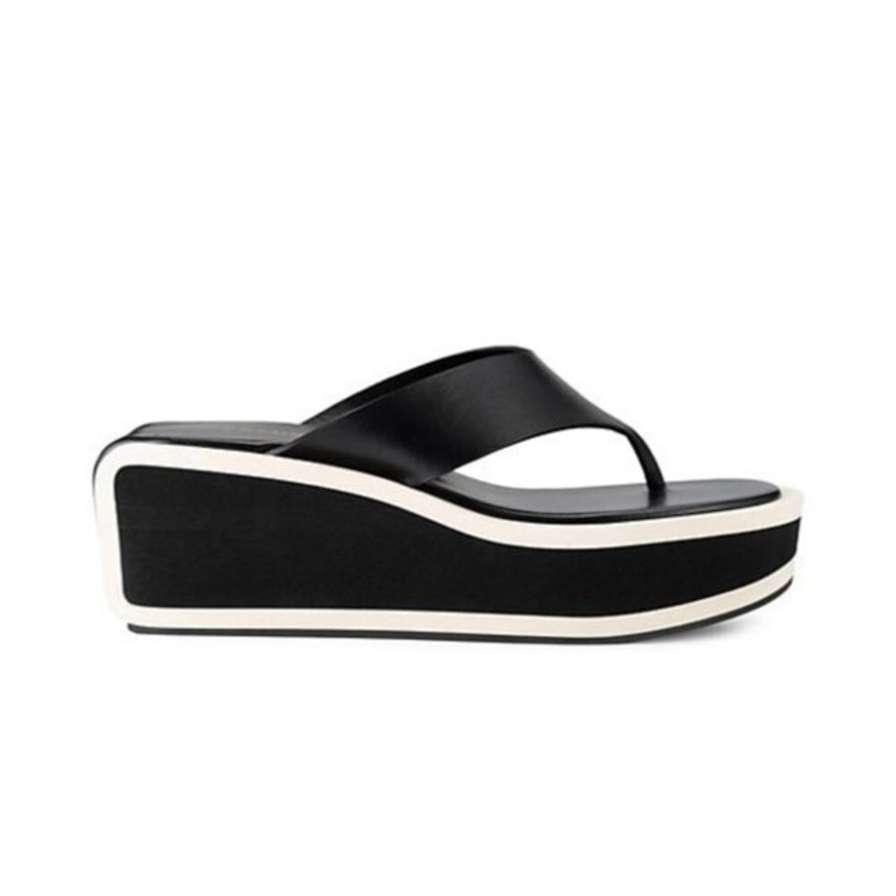 Frame Le Ocean Platform Leather Sandals Black leather size 40